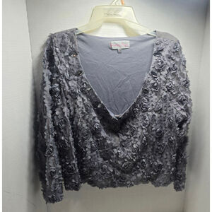 Women's Pretty Angel Gray Floral Embellished Blouse L